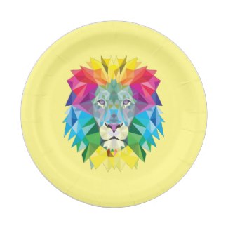 Geometric Lion Head Paper Plate