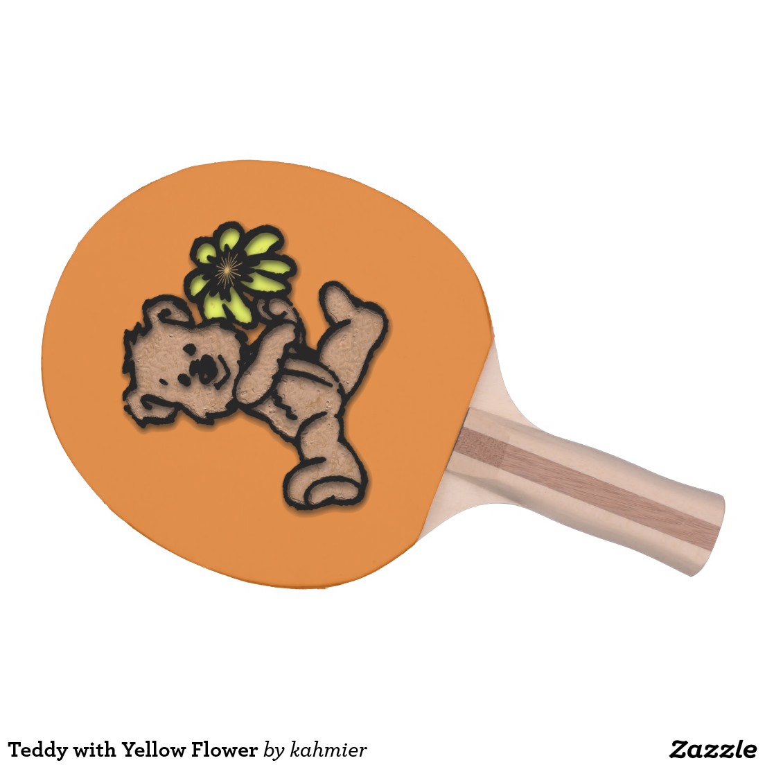 Teddy with Yellow Flower Ping Pong Paddle