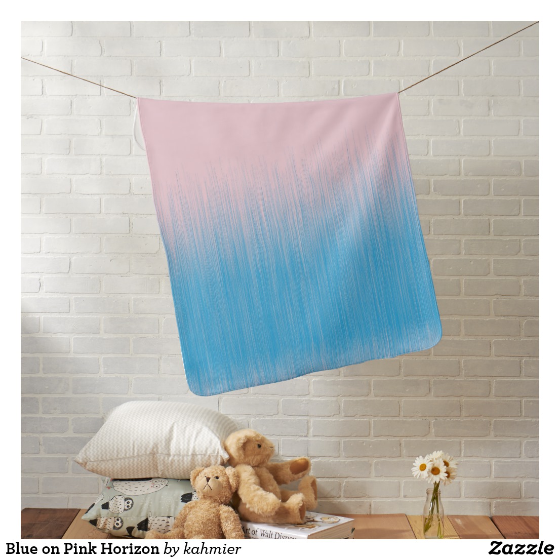 Blue on Pink Horizon Baby Blanket