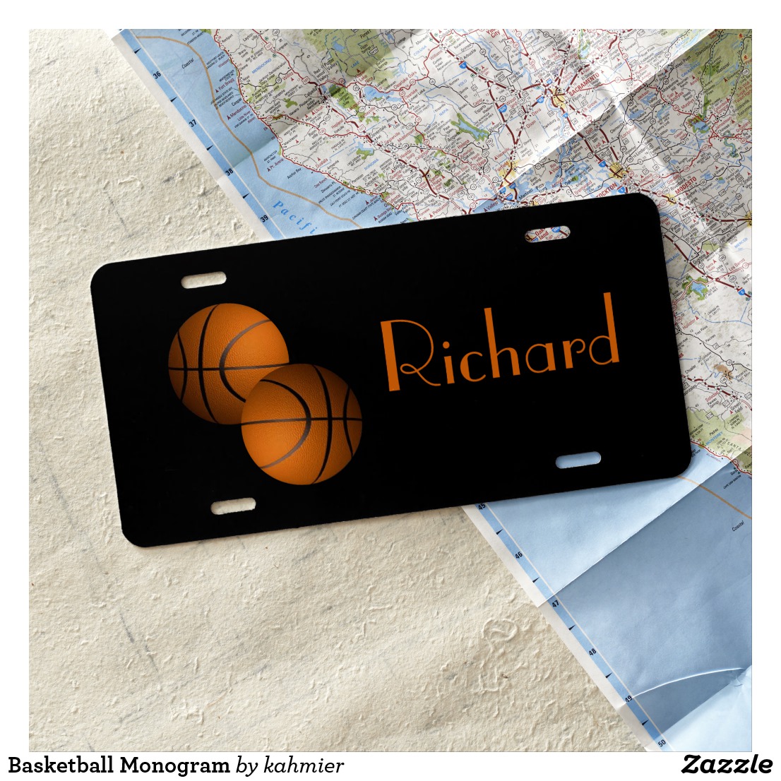 Basketball Monogram License Plate