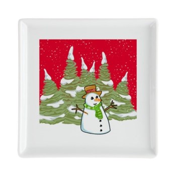 frosty_snowman_snow_square_cocktail_plate