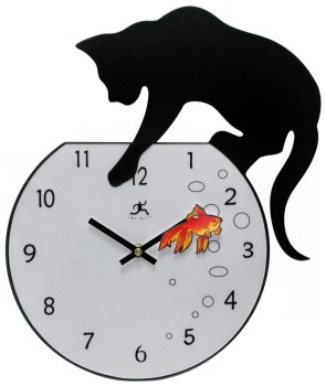 black cat wall clock