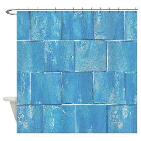 Blue Tile Print Shower Curtain by TheShowerCurtain