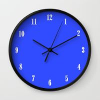 Wall Clock featuring Electric Blue Flowers by Leatherwood Design