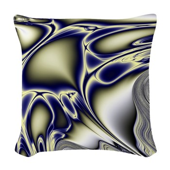Silver Blue Sting Ray Fractal Woven Throw Pillow