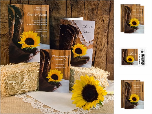 Country Sunflower Wedding Stationery Products
