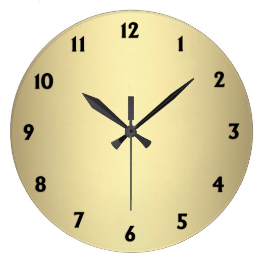 Metal Gold Look with Black Numbers Large Clock
