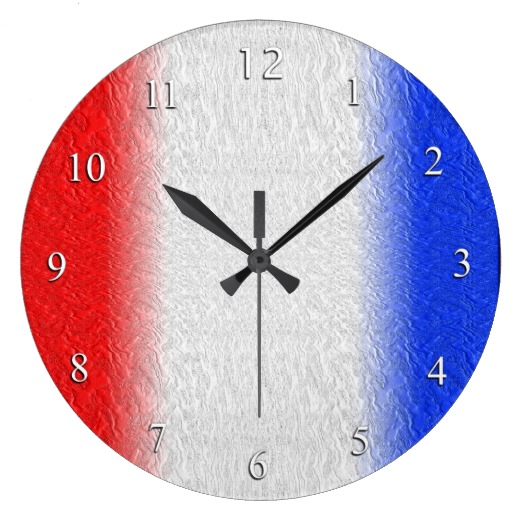 Red White and Blue Stripe Large Clock