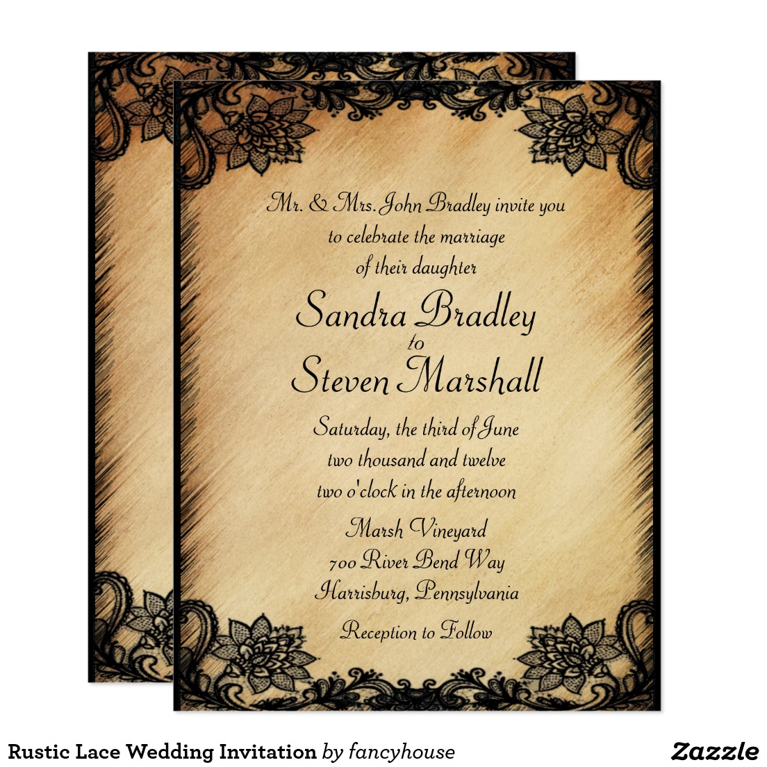 Rustic Lace Wedding Invitation