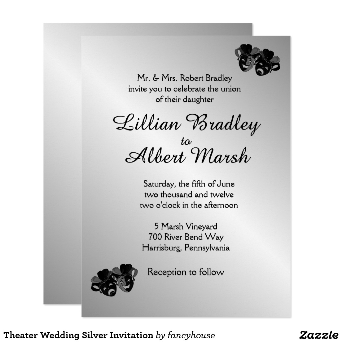 Theater Wedding Silver Invitation