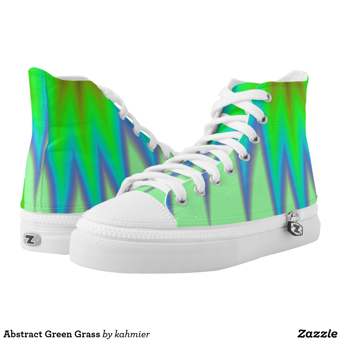 Abstract Green Grass High-Top Sneakers