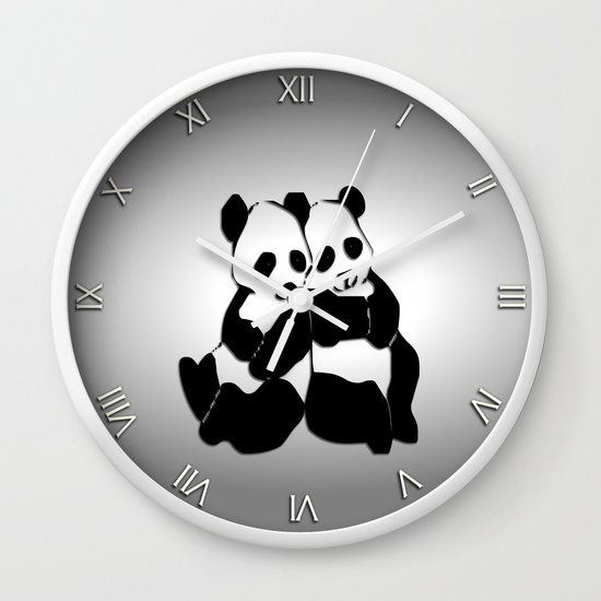 Panda Bears Wall Clock