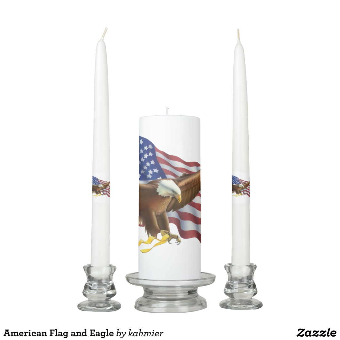 American Flag and Eagle Unity Candle Set