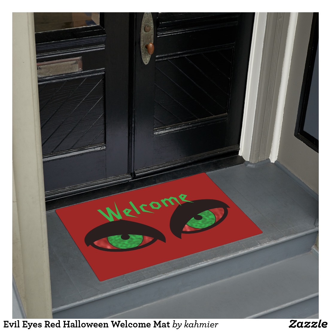 Evil Eyes Red Halloween Welcome Mat