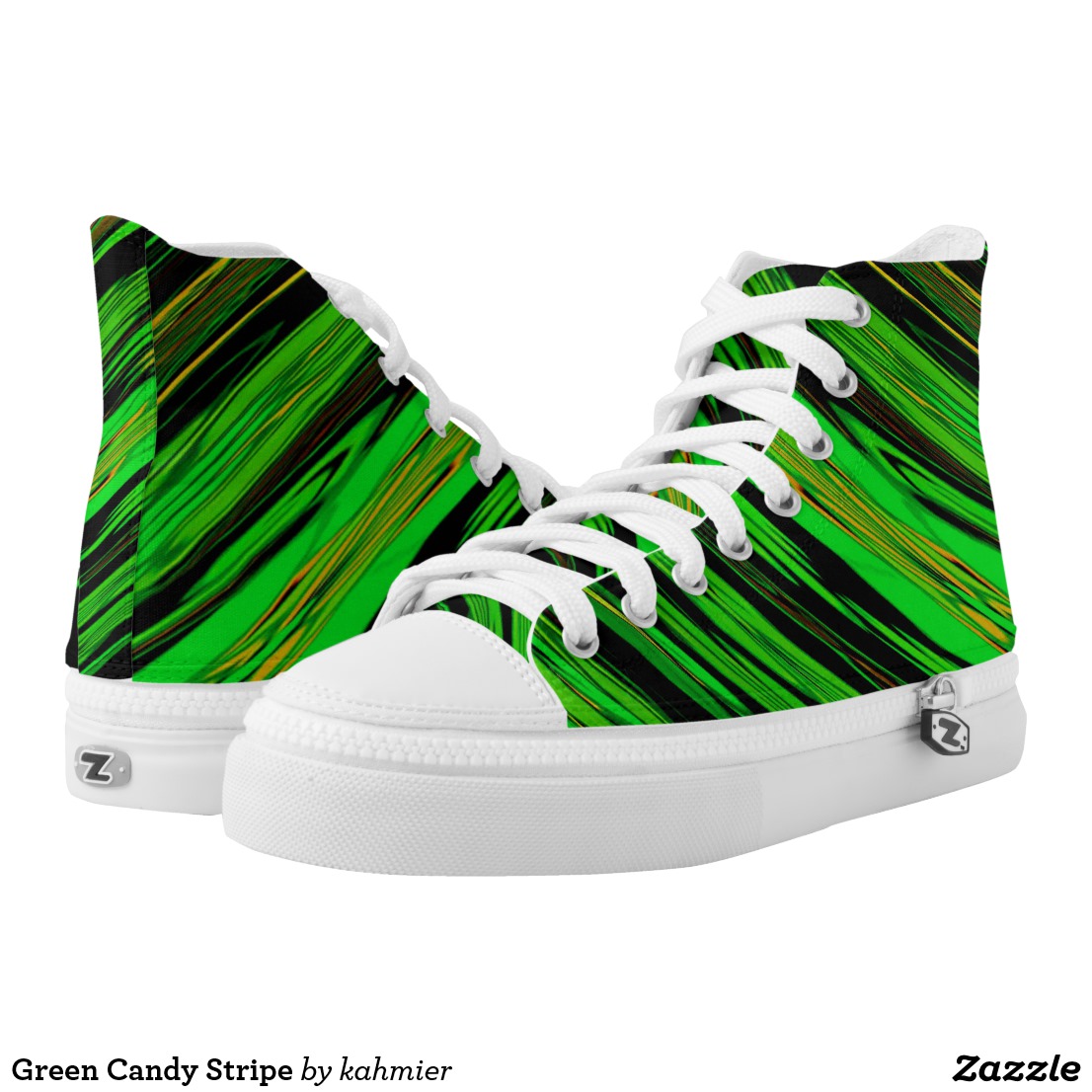 Green Candy Stripe High-Top Sneakers