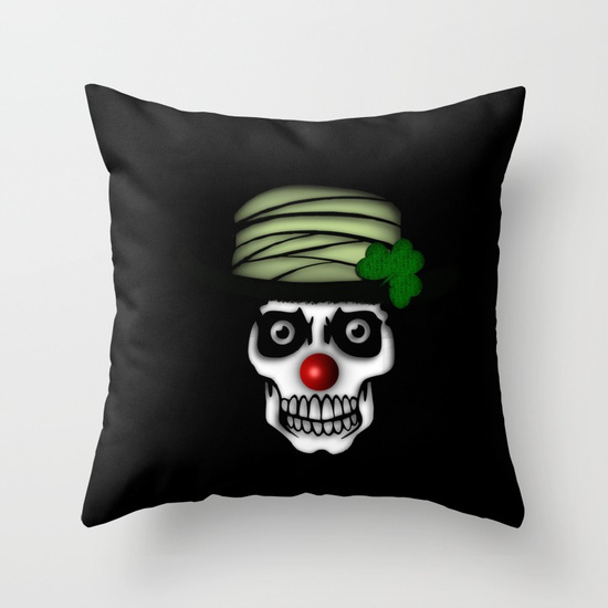 Irish Clown Skeleton Throw Pillow