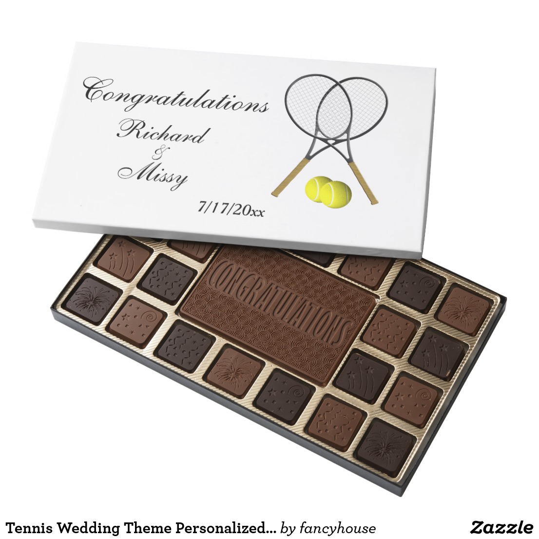 Tennis Wedding Theme Personalized Gift Assorted Chocolates