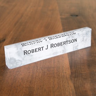 White Marble Look Nameplate