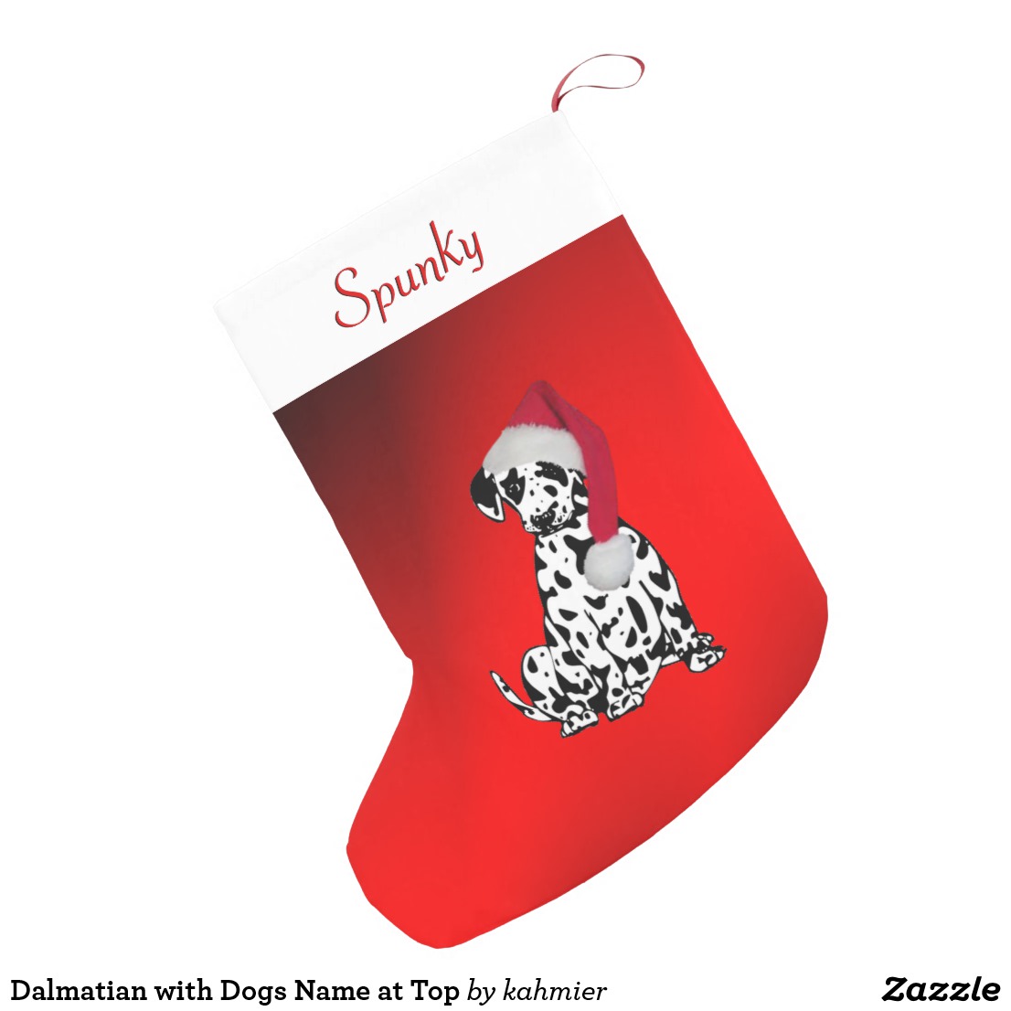 Dalmatian with Dogs Name at Top Small Christmas Stocking