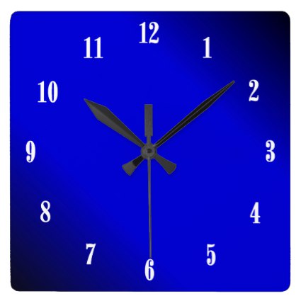 Electric Cobalt Blue White Numbers Wall Clock