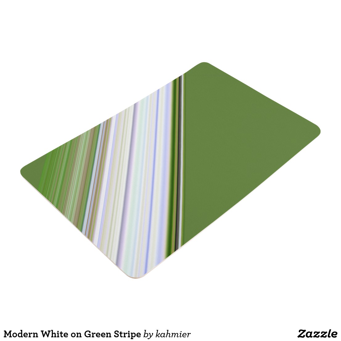 Modern White on Green Stripe Floor Mat