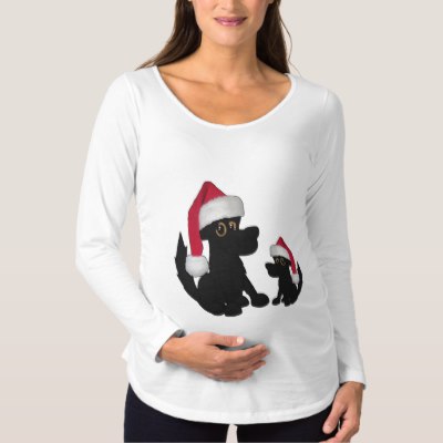 Mommy Dog and Baby Dog Santa Maternity T-Shirt