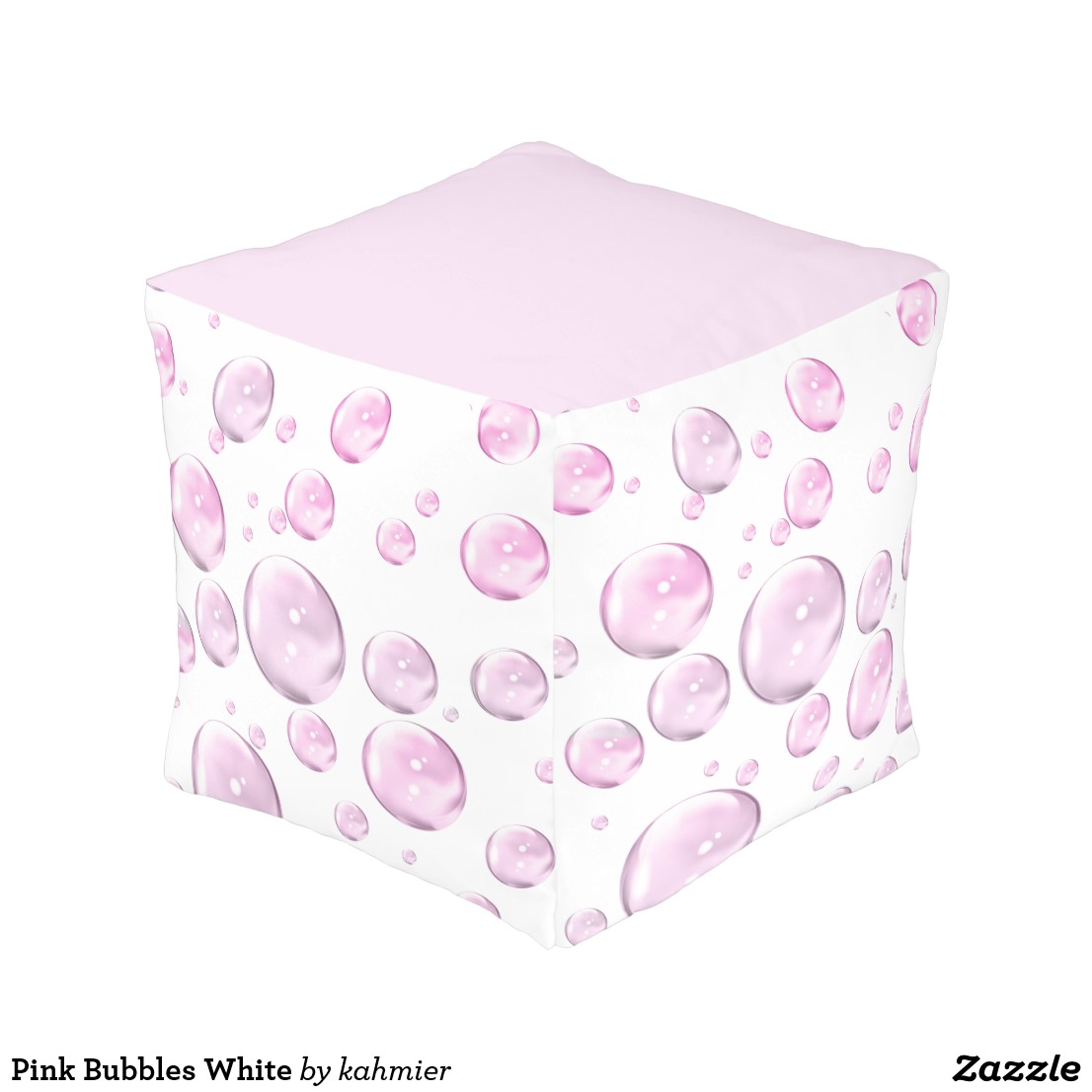 Pink Bubbles White Pouf
