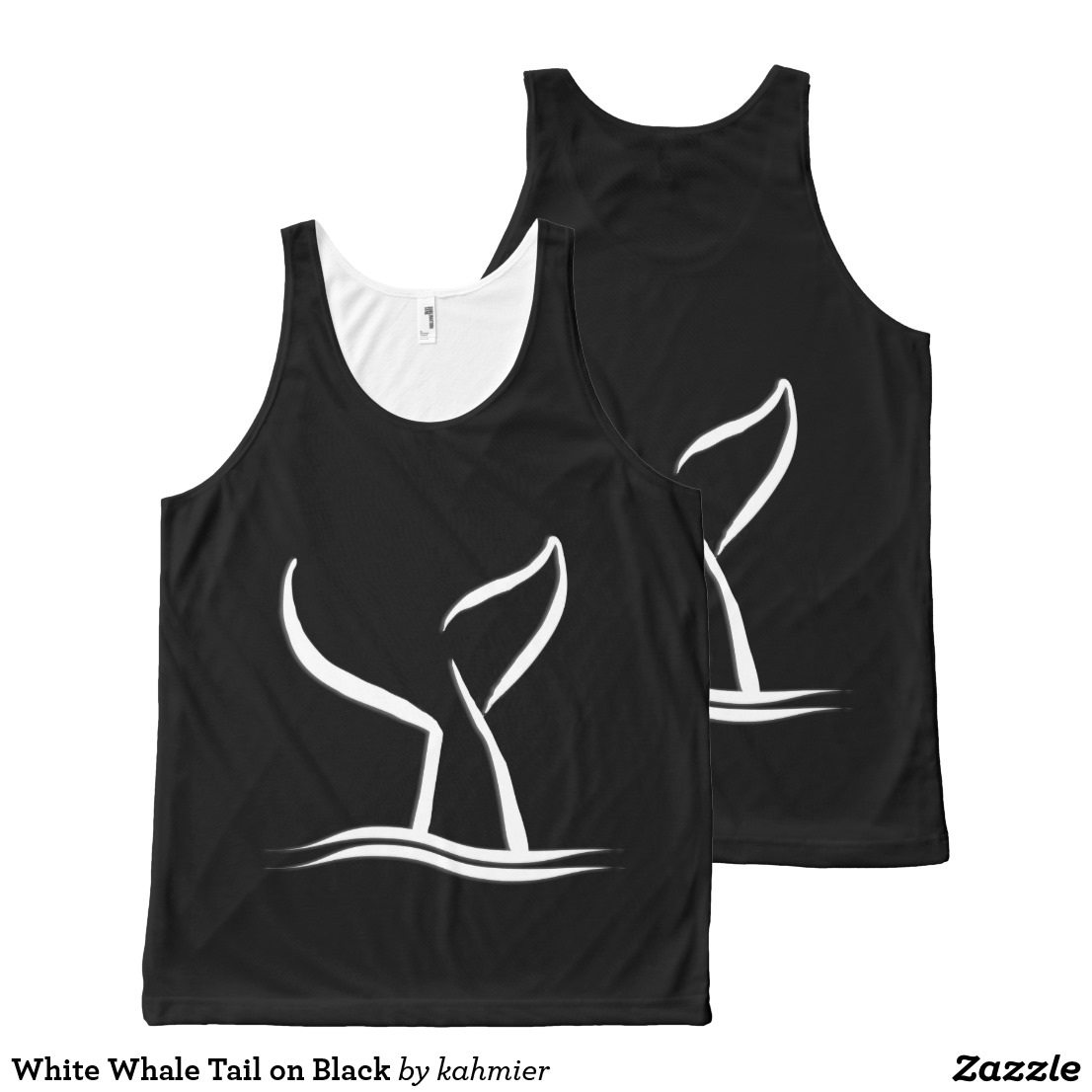 White Whale Tail on Black All-Over-Print Tank Top