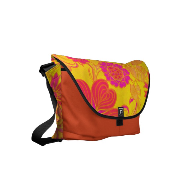 Retro Floral Pink and Yellow Small Messenger Bag ~ Awesome New Gift Ideas