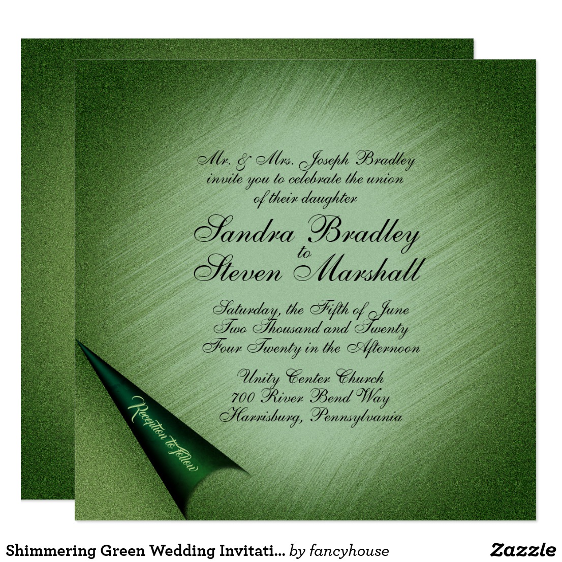 Shimmering Green Wedding Invitation