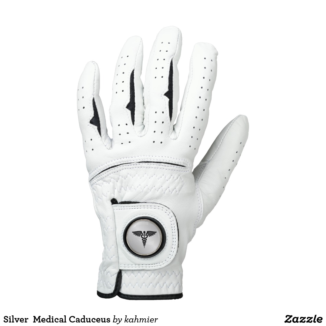 Silver Medical Caduceus Golf Glove