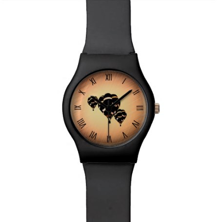 Rustic Hot Air Balloons w Black Numerals Watch