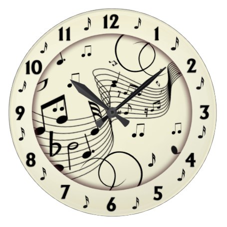 Trendy Music Design Large Clock