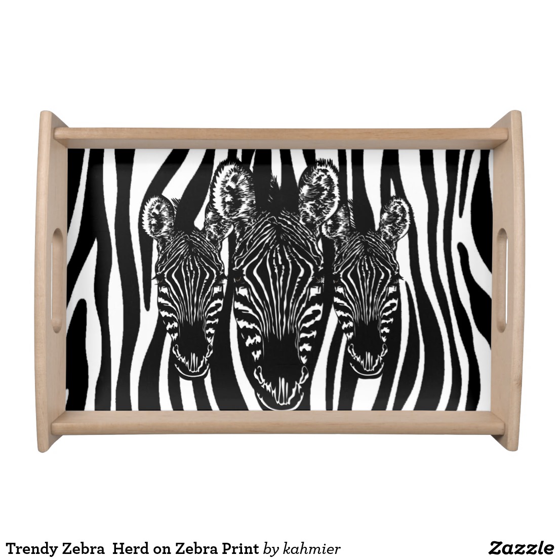 Trendy Zebra Herd on Zebra Print Serving Tray