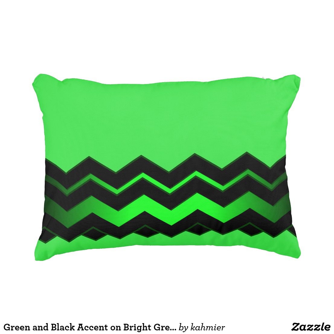 Green and Black Accent on Bright Green Accent Pillow