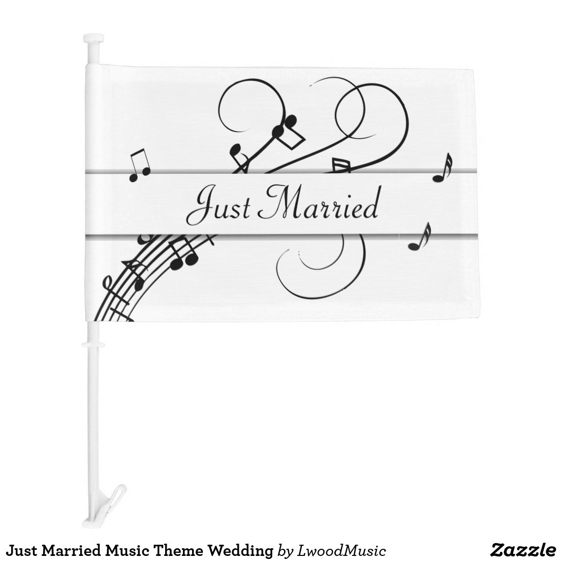 Just Married Music Theme Wedding Car Flag