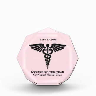 Medical Insignia Caduceus Pink Trophy Acrylic Award