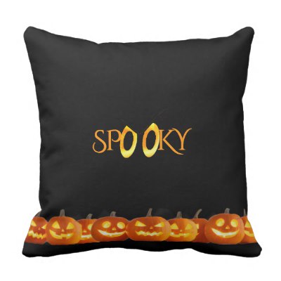 Spooky Eyes and Pumpkins Outdoor Pillow