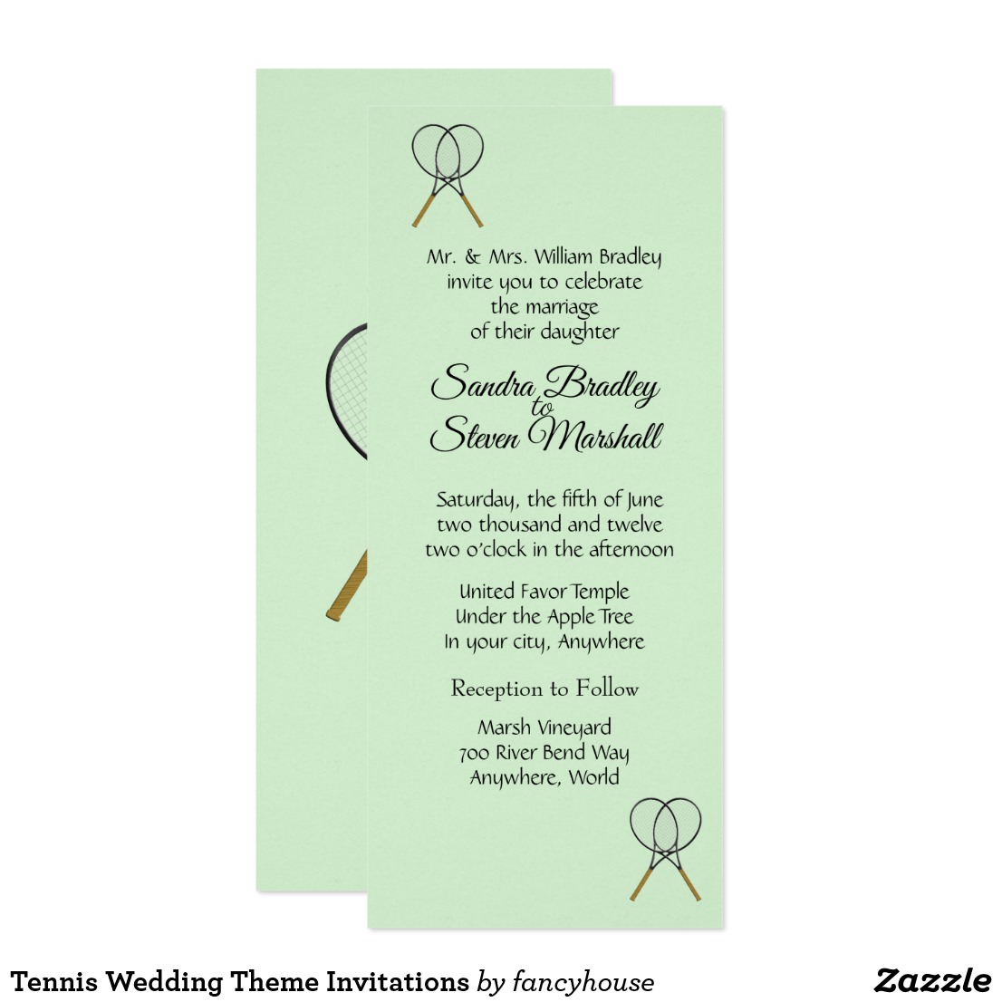 Tennis Wedding Theme Invitations