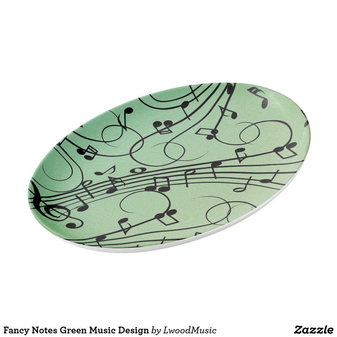 Fancy Notes Green Music Design Porcelain Serving Platter