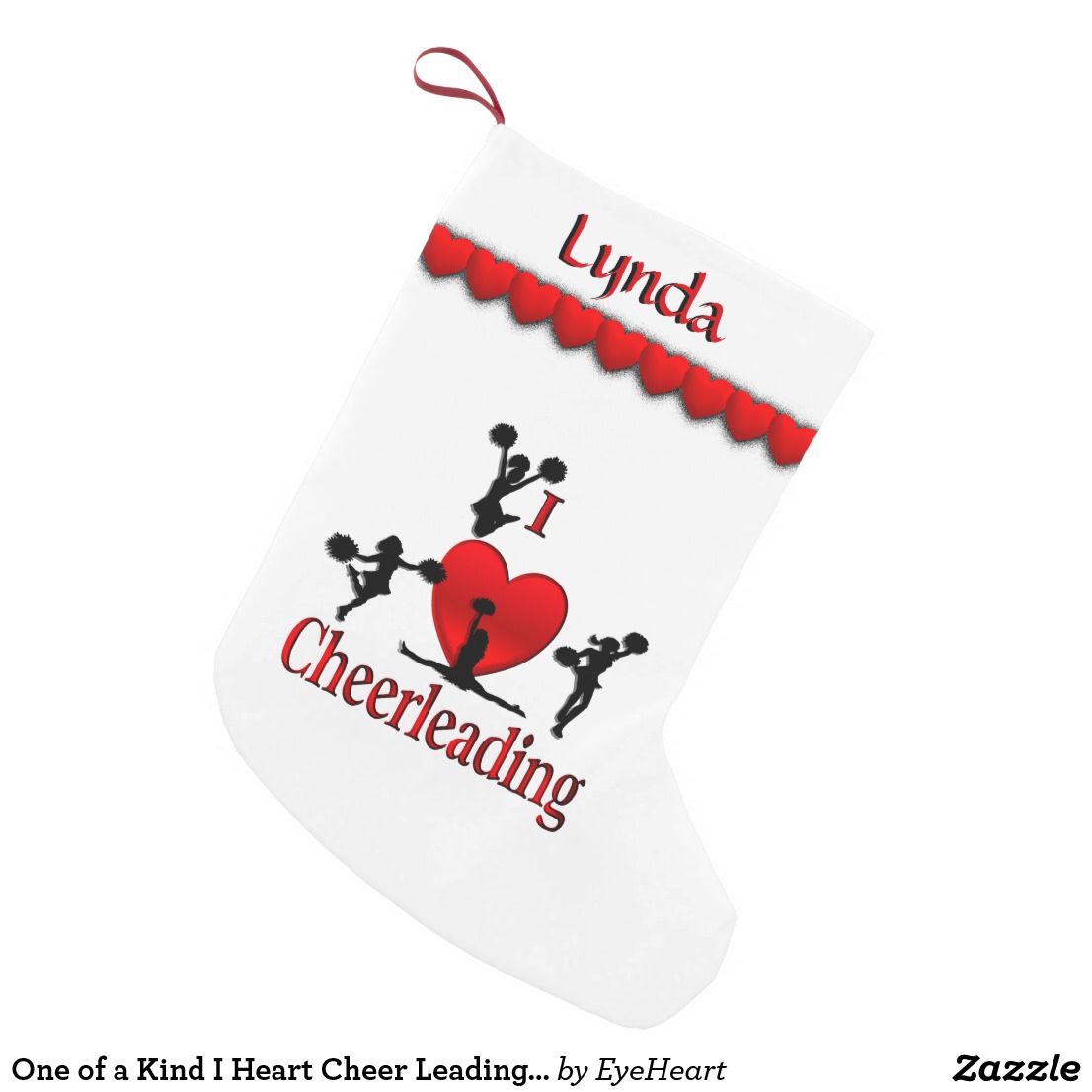 One of a Kind I Heart Cheer Leading Personalized Small Christmas Stocking
