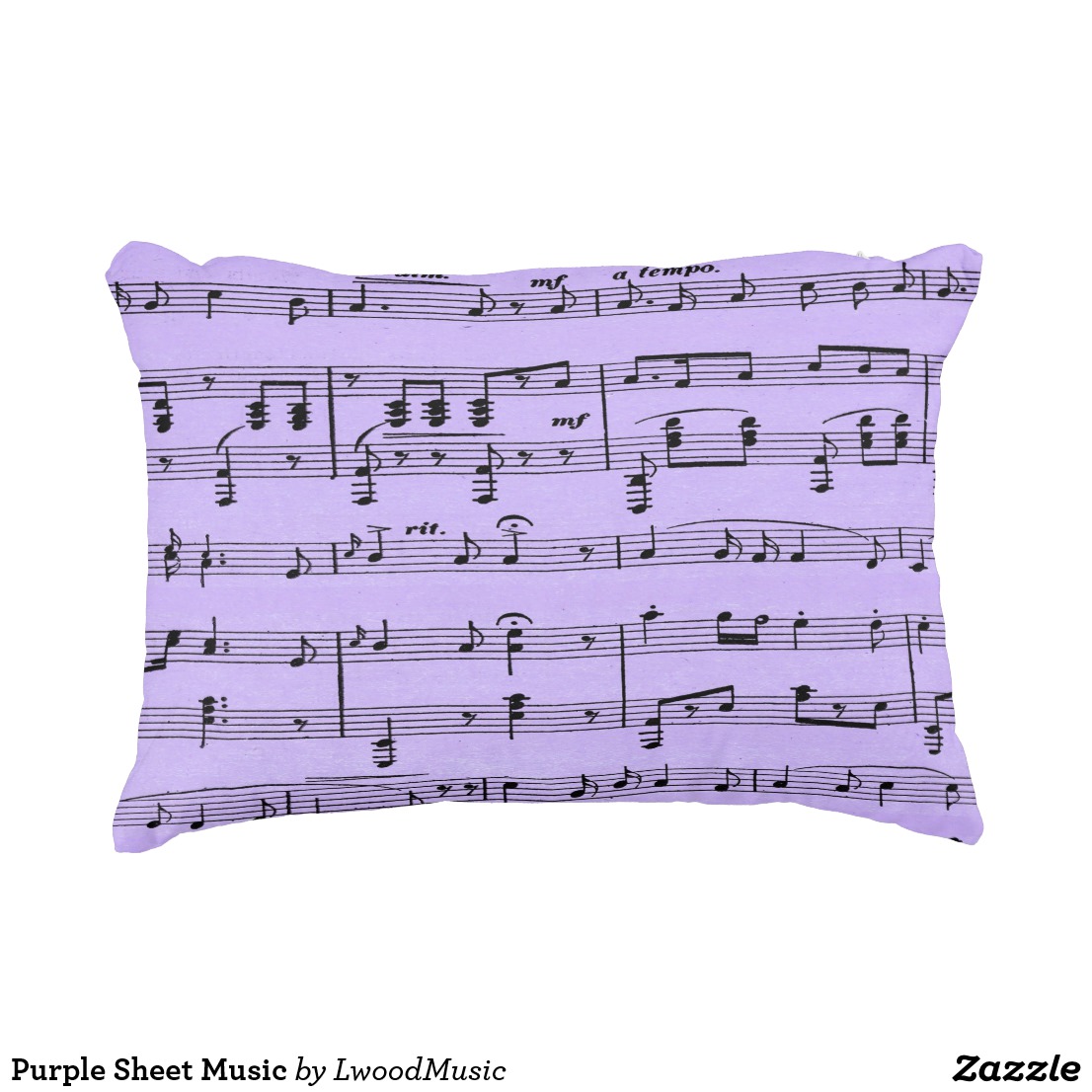Purple Sheet Music Accent Pillow