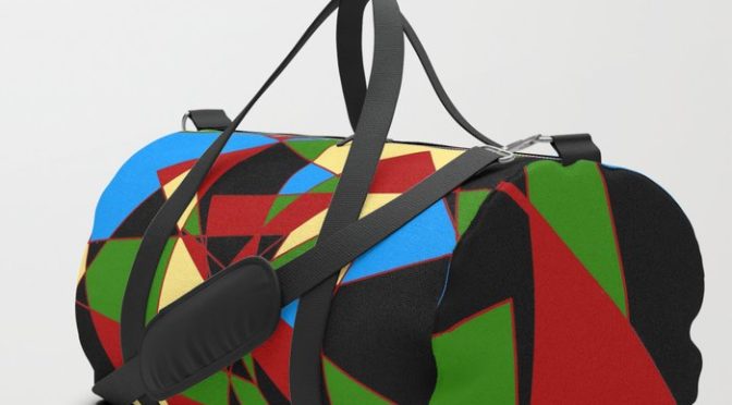 Excellent Shattered Multi-Color Geometric Duffle Bag 