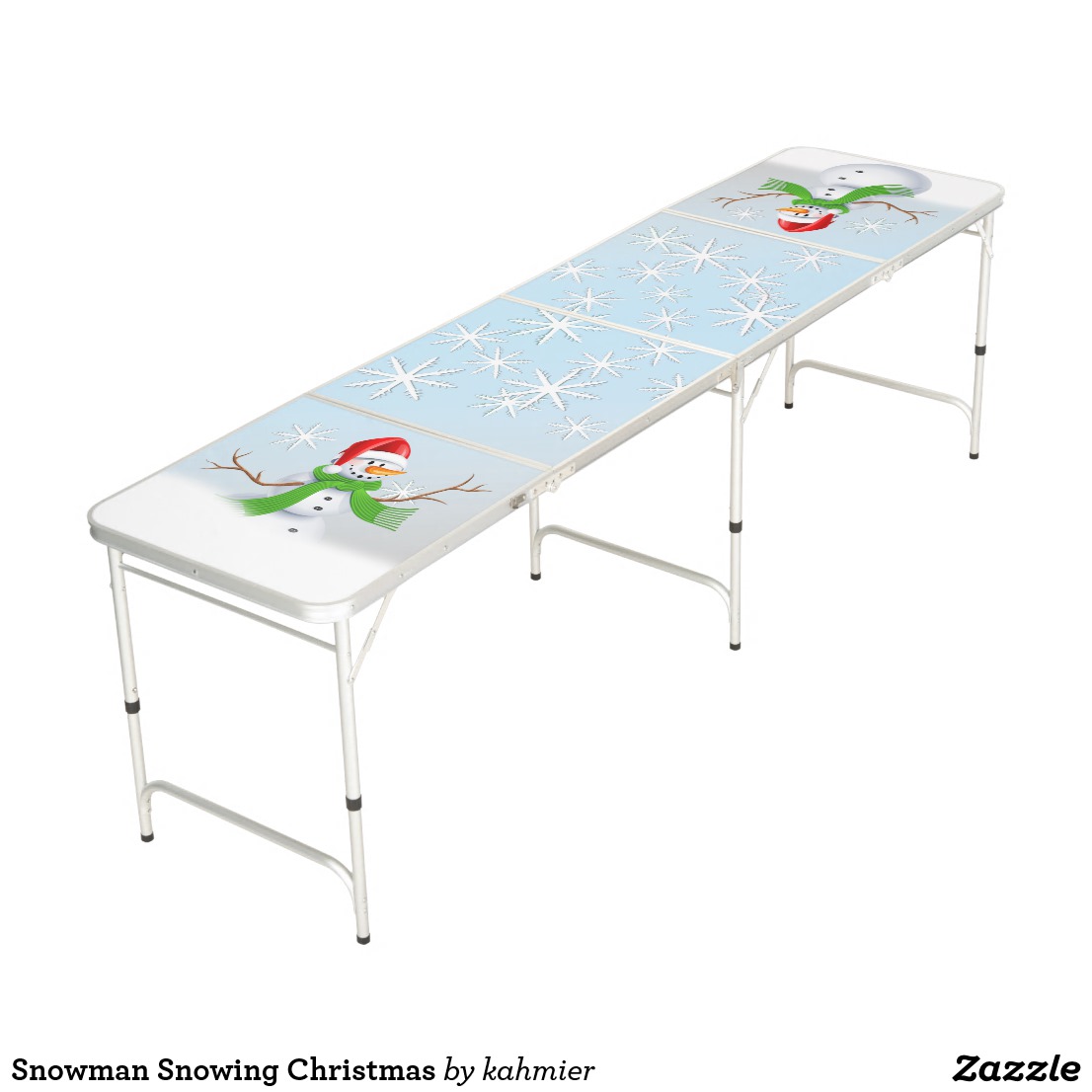 Snowman Snowing Christmas Beer Pong Table