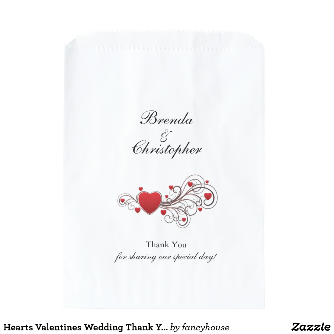 Hearts Valentines Wedding Thank You Favor Bags