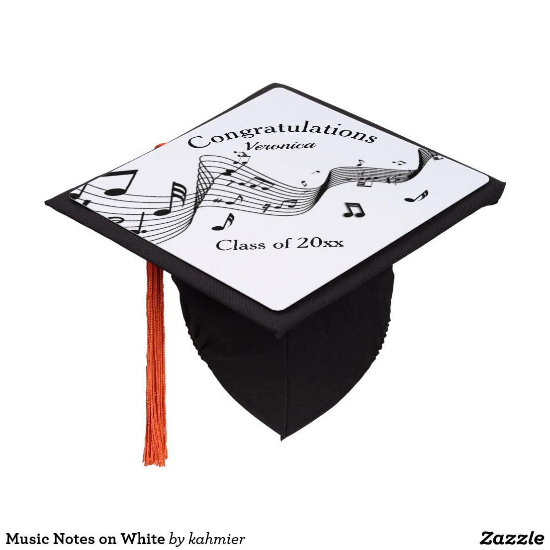 Music Notes on White Graduation Cap Topper