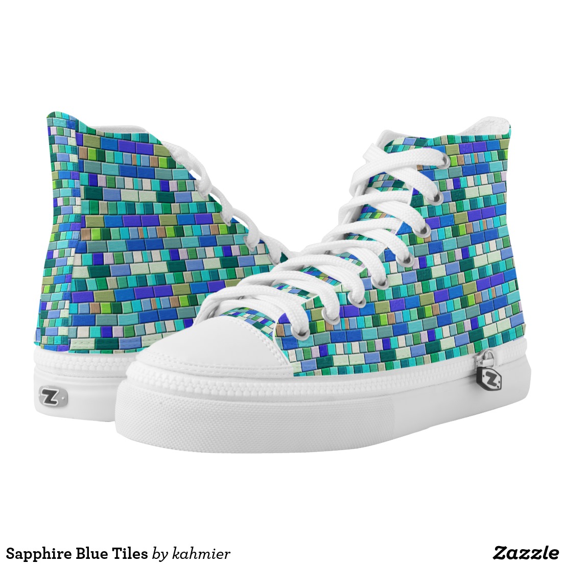Sapphire Blue Tiles High-Top Sneakers