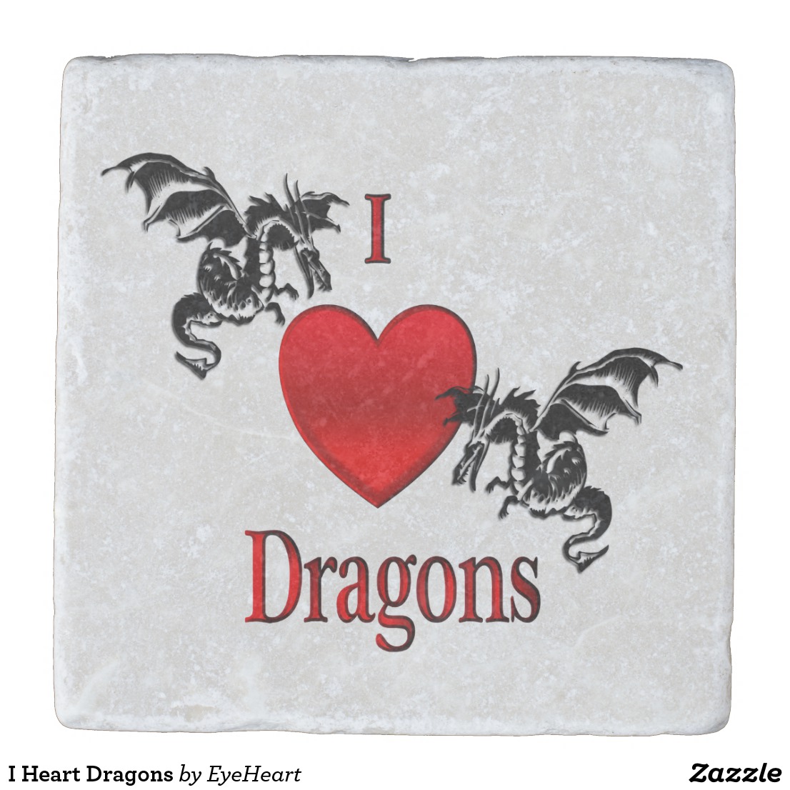 I Heart Dragons Stone Coaster