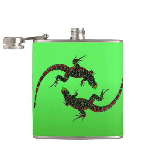Yin Yang Lizards Flask