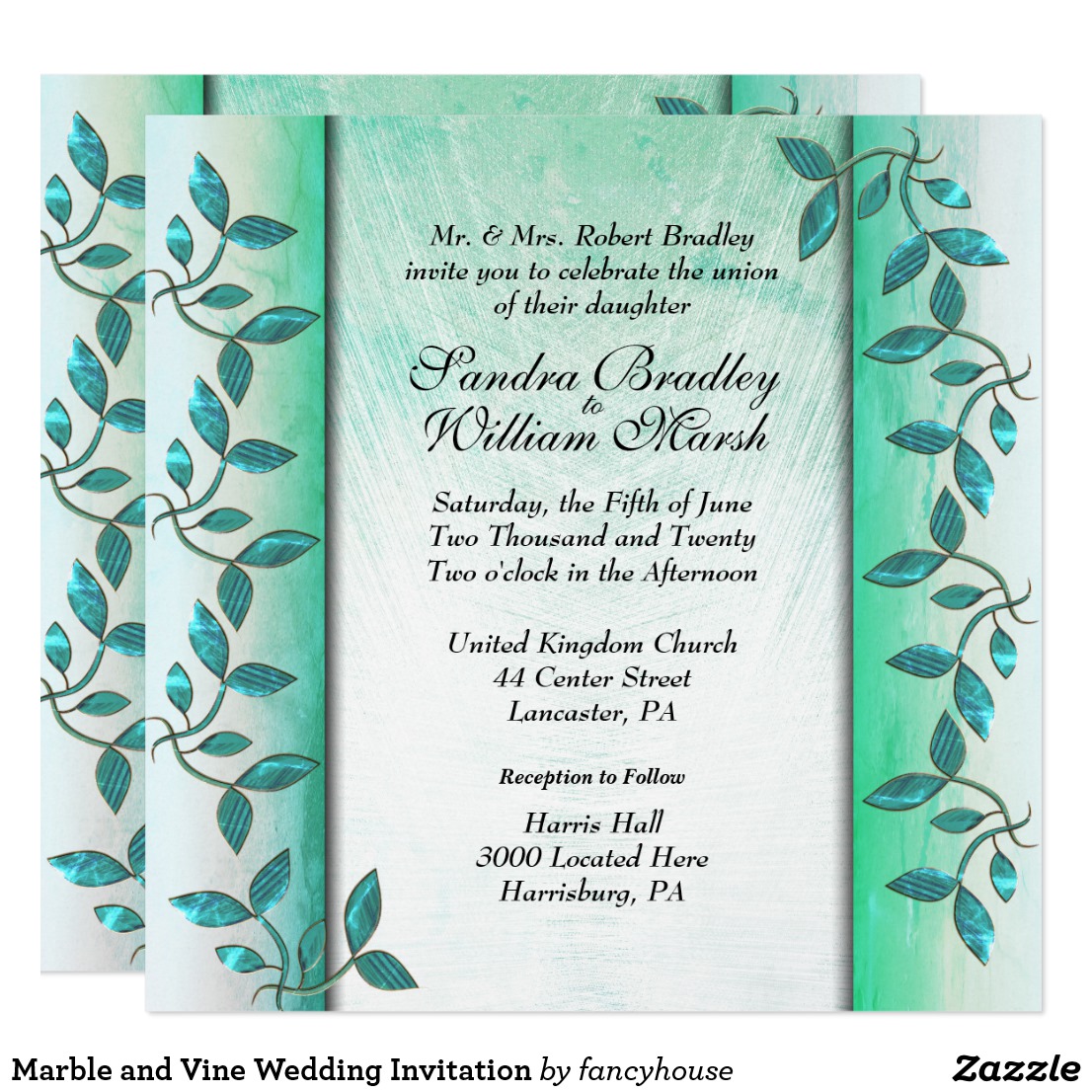 Marble and Vine Wedding Invitation